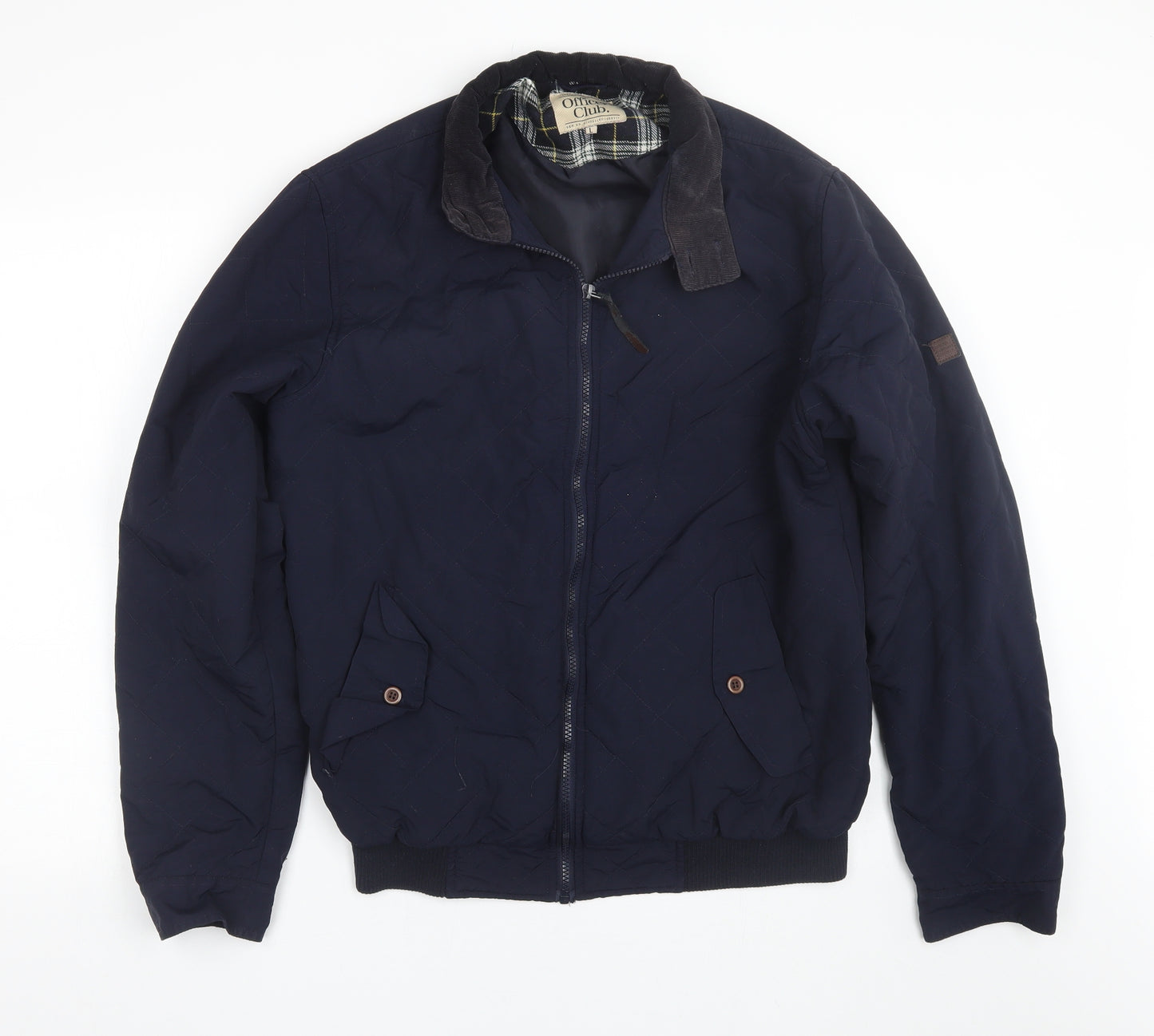 Officers Club Mens Blue Argyle/Diamond  Quilted Coat Size L