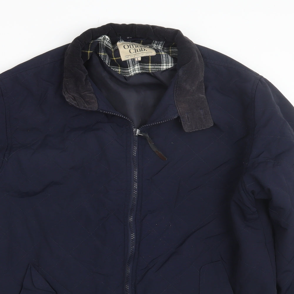 Officers Club Mens Blue Argyle/Diamond  Quilted Coat Size L
