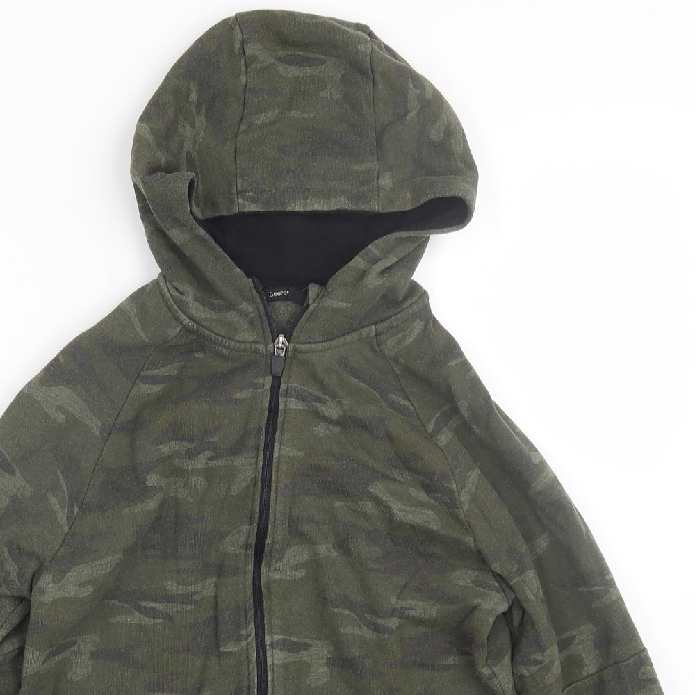 George Boys Green Camouflage  Full Zip Hoodie Size 12-13 Years
