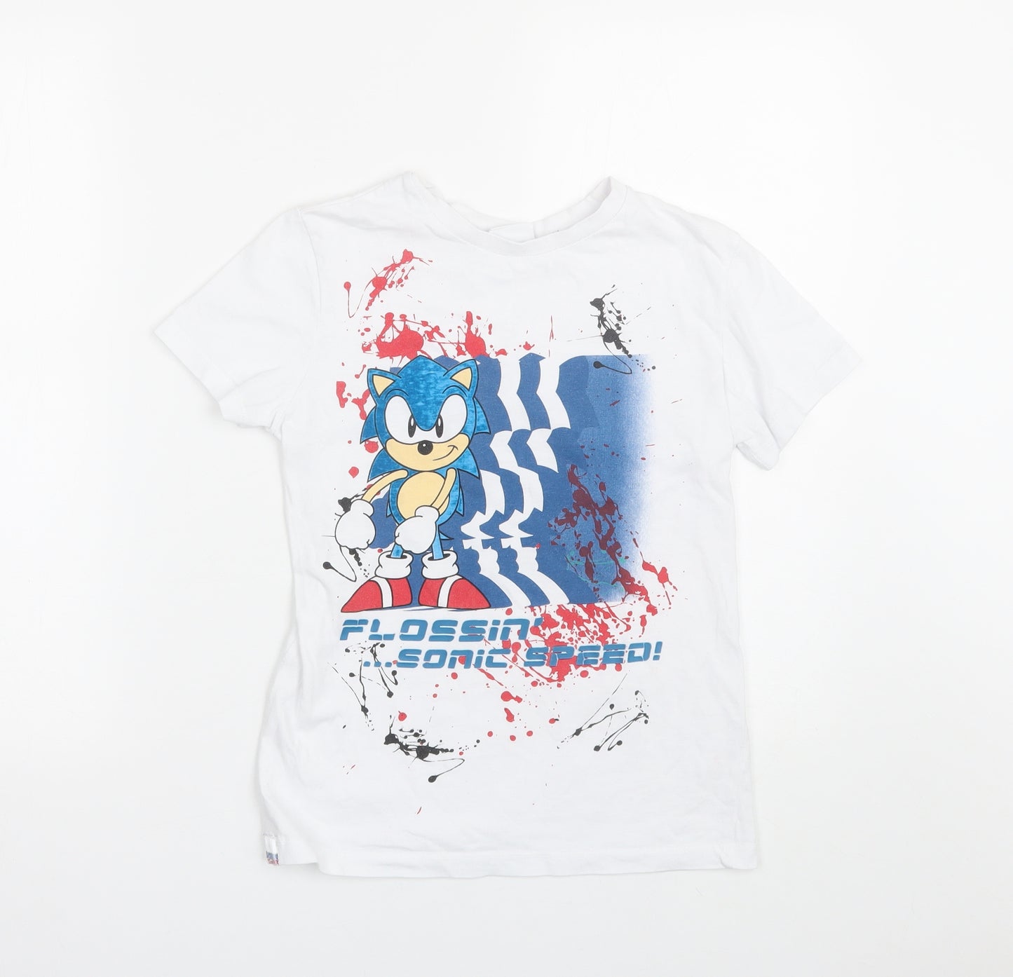 George Boys White   Basic T-Shirt Size 10-11 Years  - Sonic