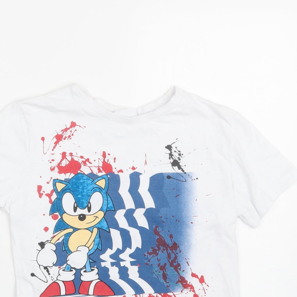 George Boys White   Basic T-Shirt Size 10-11 Years  - Sonic