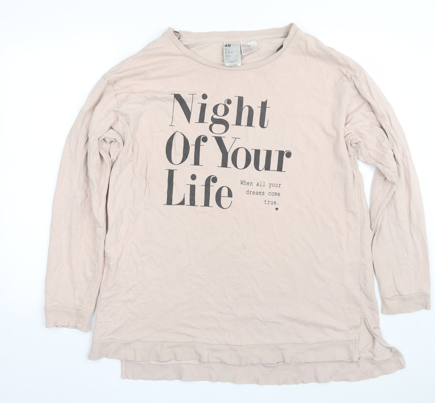 H&M Womens Pink   Pullover Sweatshirt Size L