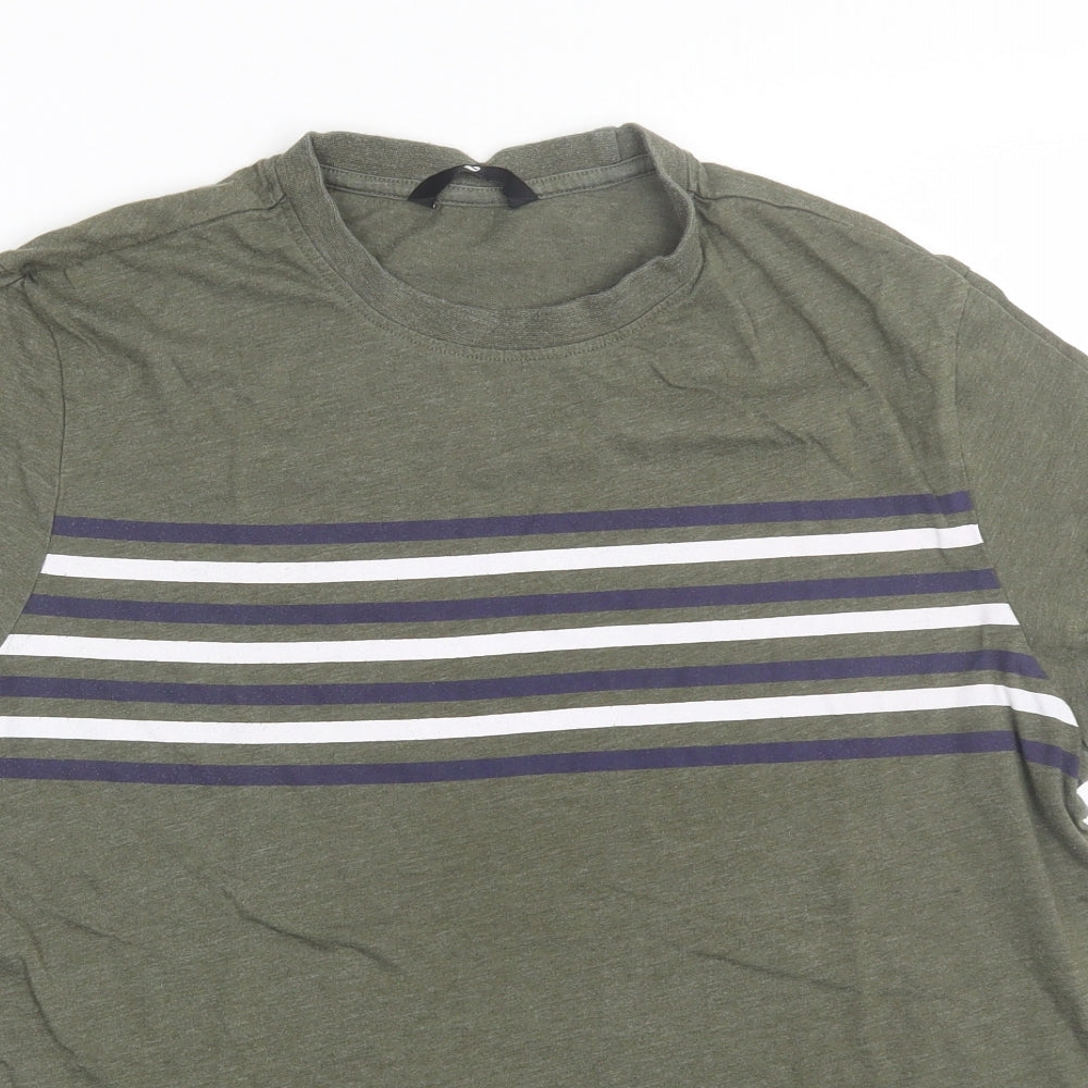 Very Mens Green Striped   T-Shirt Size L