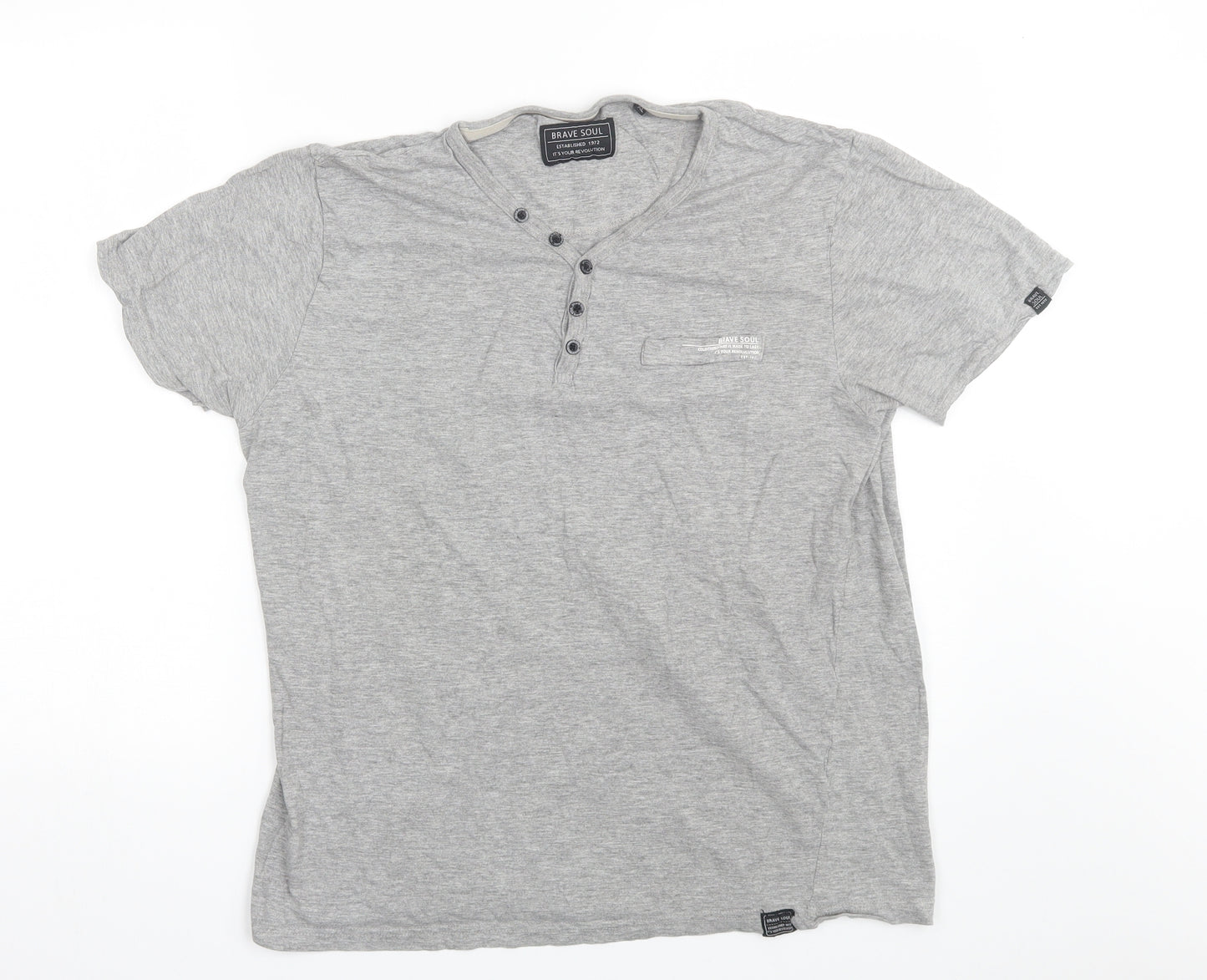 Brave Soul Mens Grey    T-Shirt Size XL