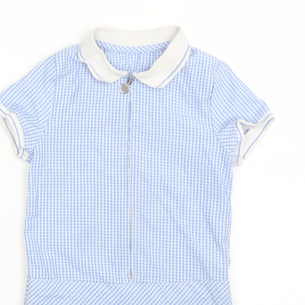 Pep&co Girls Blue Plaid  T-Shirt Dress  Size 6-7 Years  - School uniform
