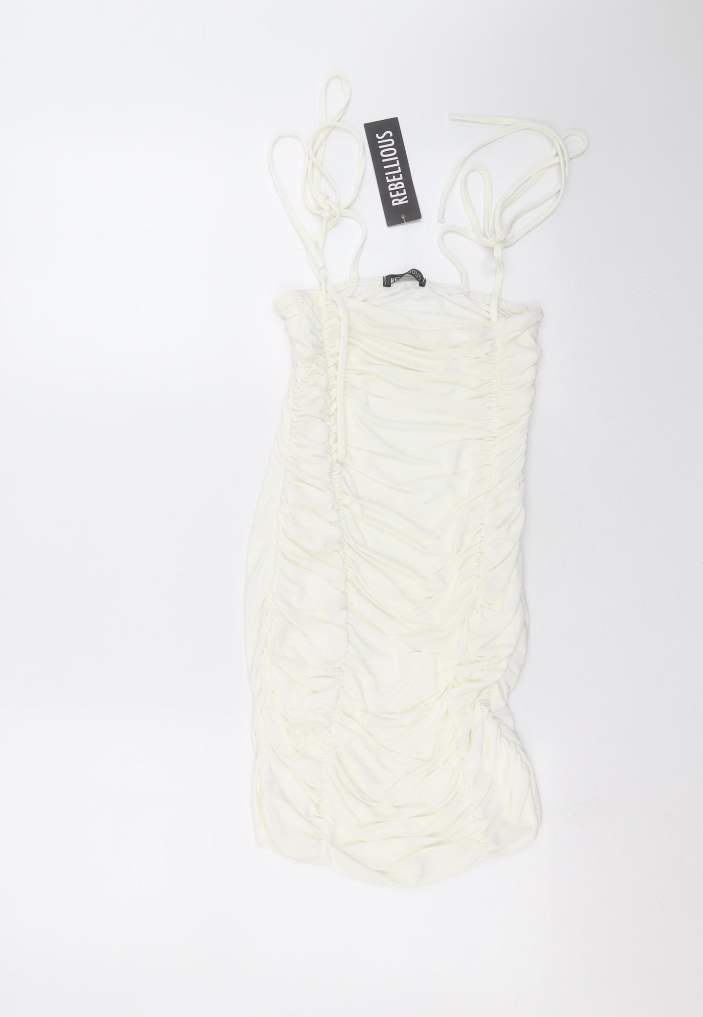 REBELLIOUS Womens White   Mini  Size 8  - ruched, bodycon