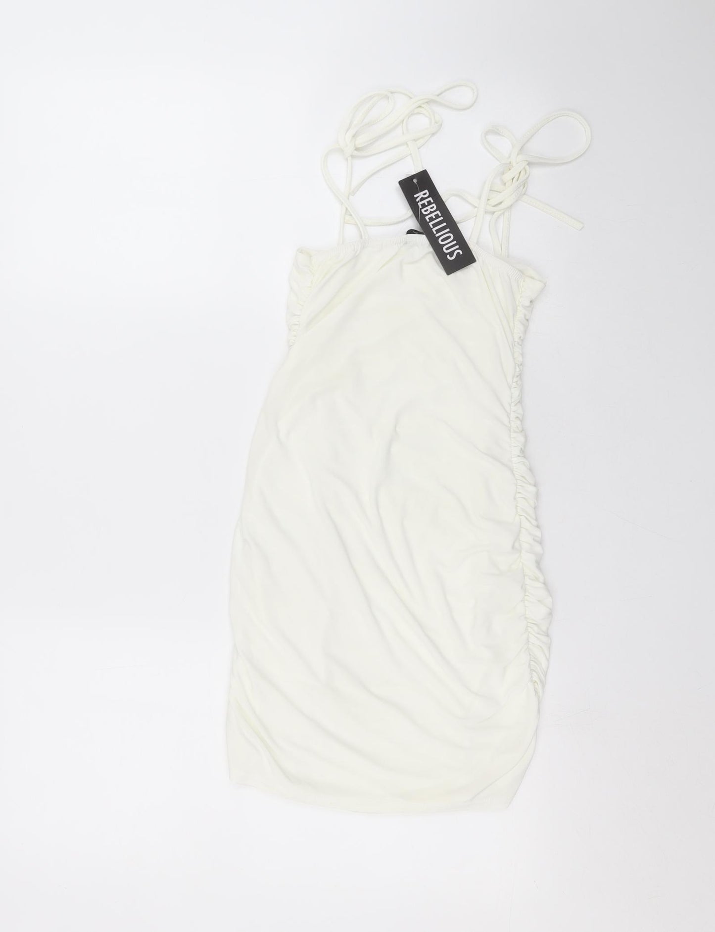 REBELLIOUS Womens White   Mini  Size 8  - ruched, bodycon