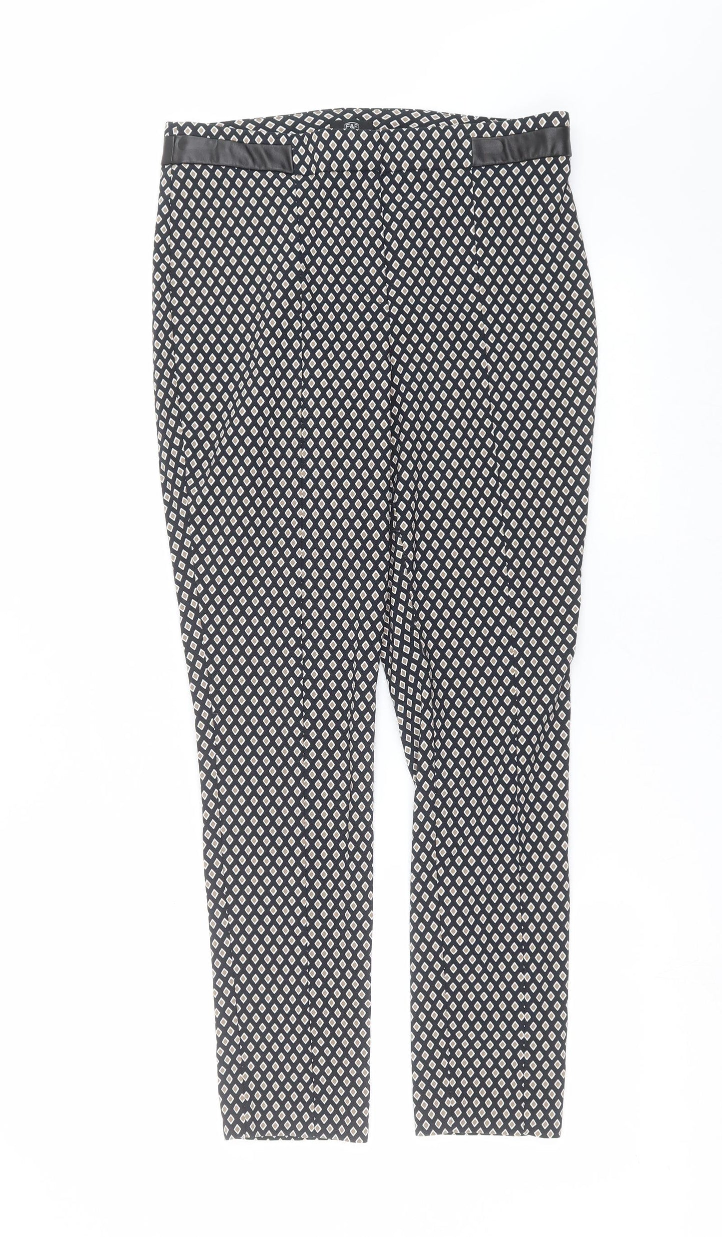 F&F Womens Black Geometric  Trousers  Size 10 L27 in
