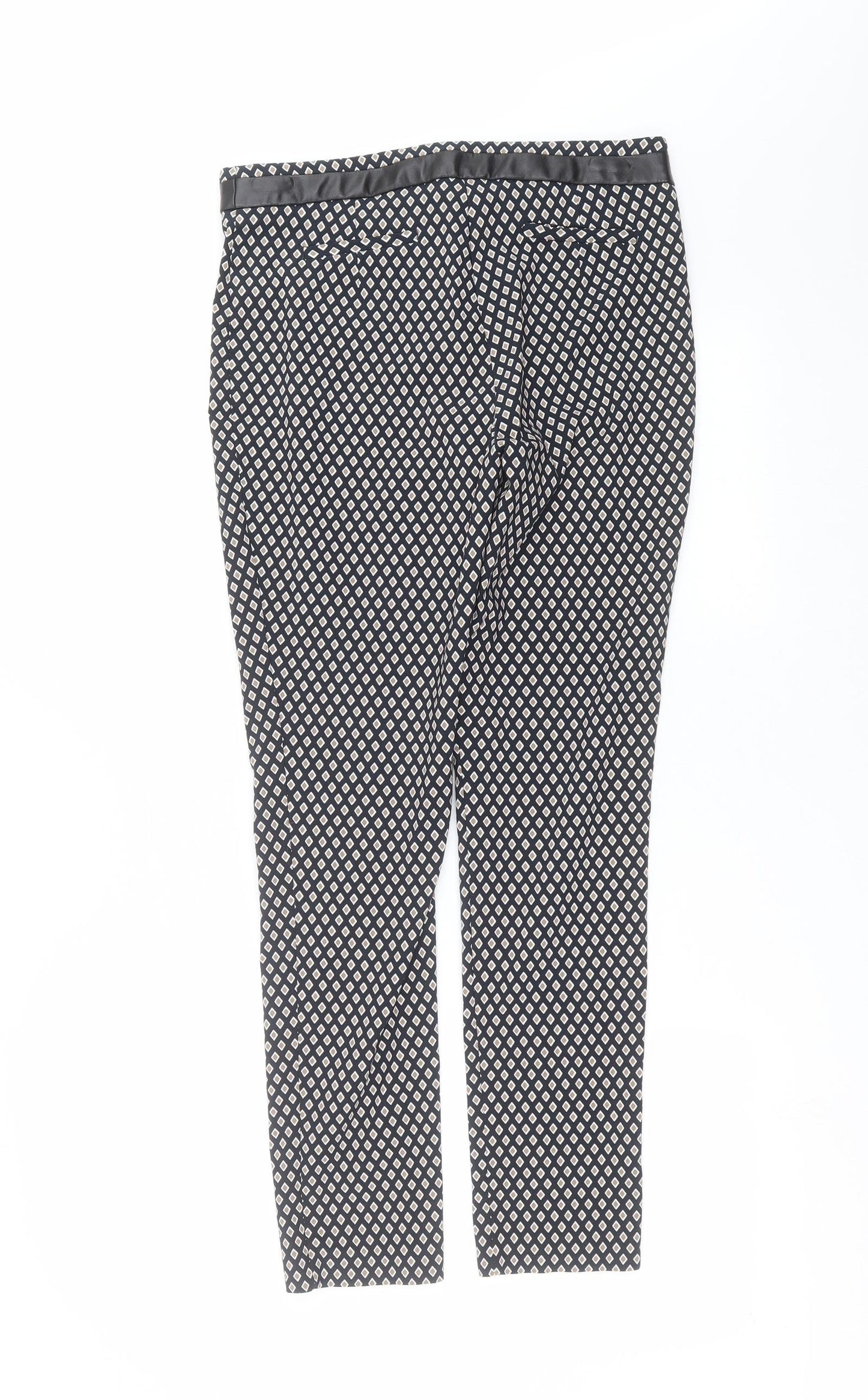 F&F Womens Black Geometric  Trousers  Size 10 L27 in