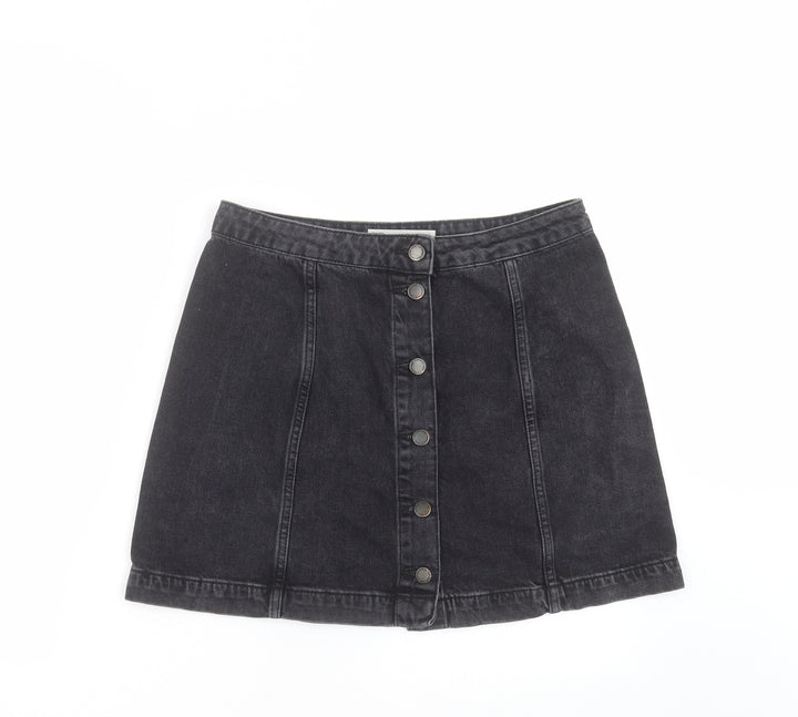 Topshop Womens Grey Denim A-Line Skirt Size 30 in