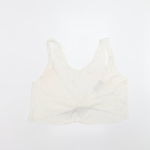 Missguided Womens White   Cropped Blouse Size 8  - tie back