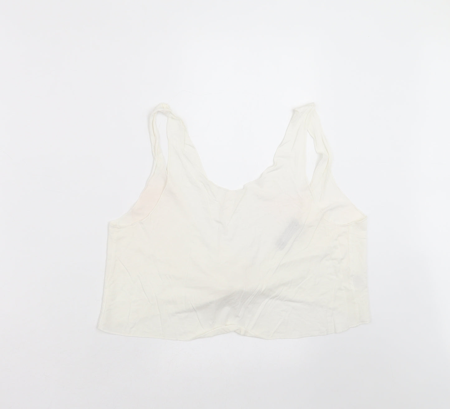 Missguided Womens White   Cropped Blouse Size 8  - tie back
