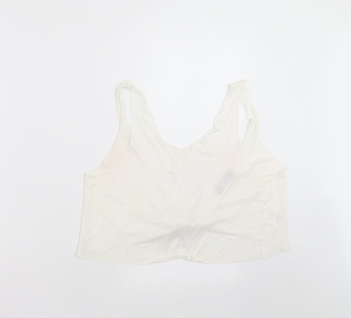 Missguided Womens White   Cropped Blouse Size 8  - tie back