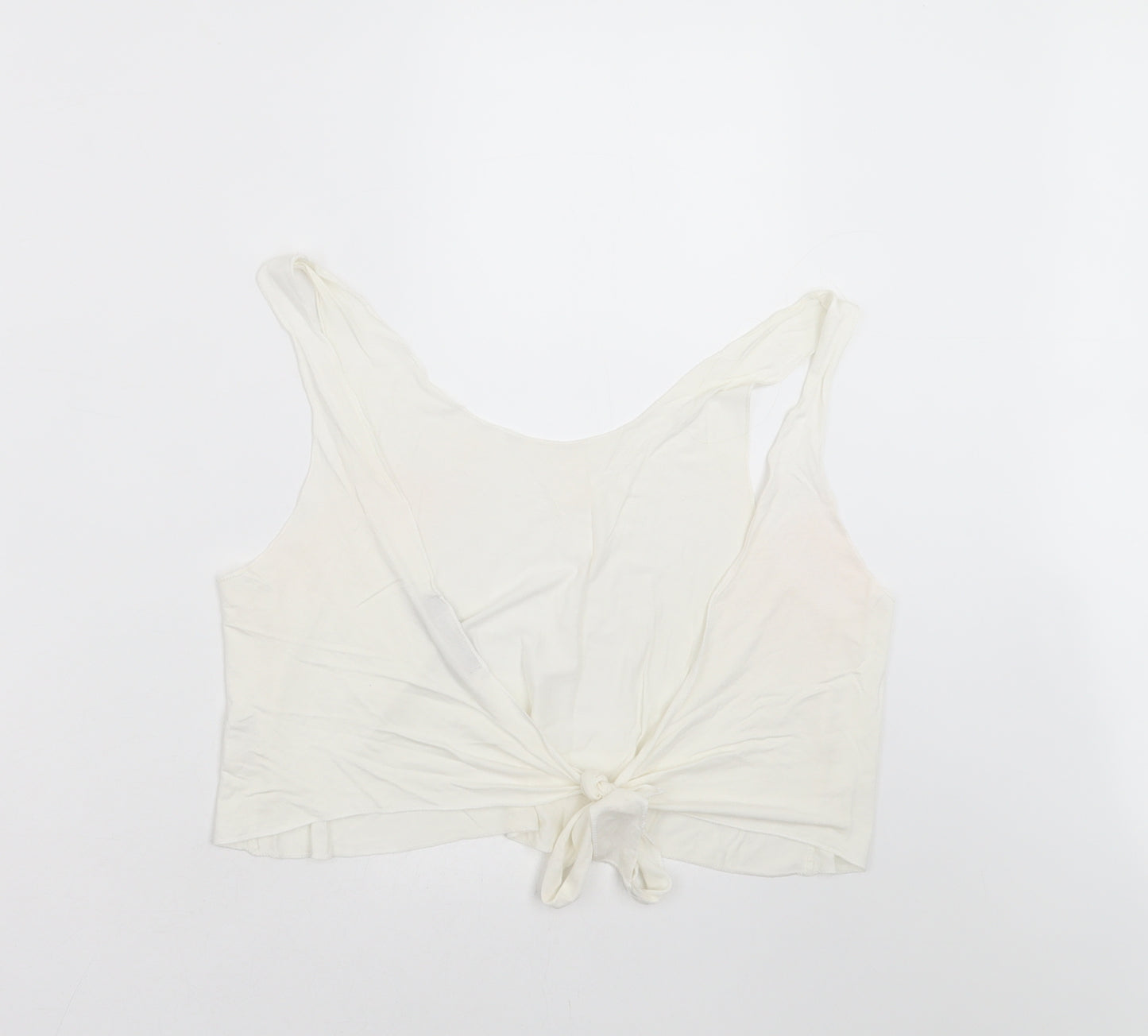 Missguided Womens White   Cropped Blouse Size 8  - tie back