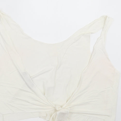 Missguided Womens White   Cropped Blouse Size 8  - tie back