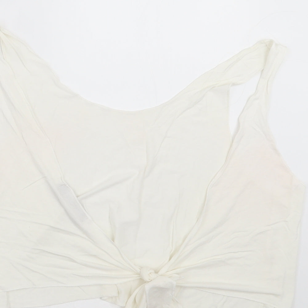 Missguided Womens White   Cropped Blouse Size 8  - tie back