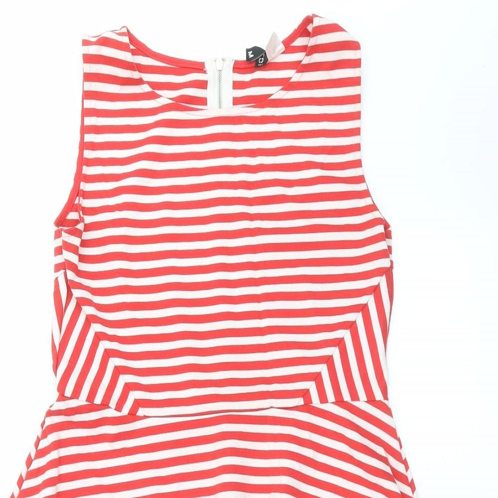 Divided by H&M Womens Red Striped  Fit & Flare  Size M