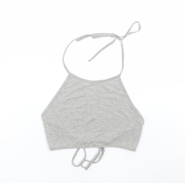 Missguided Womens Grey Cropped T-Shirt Size 10