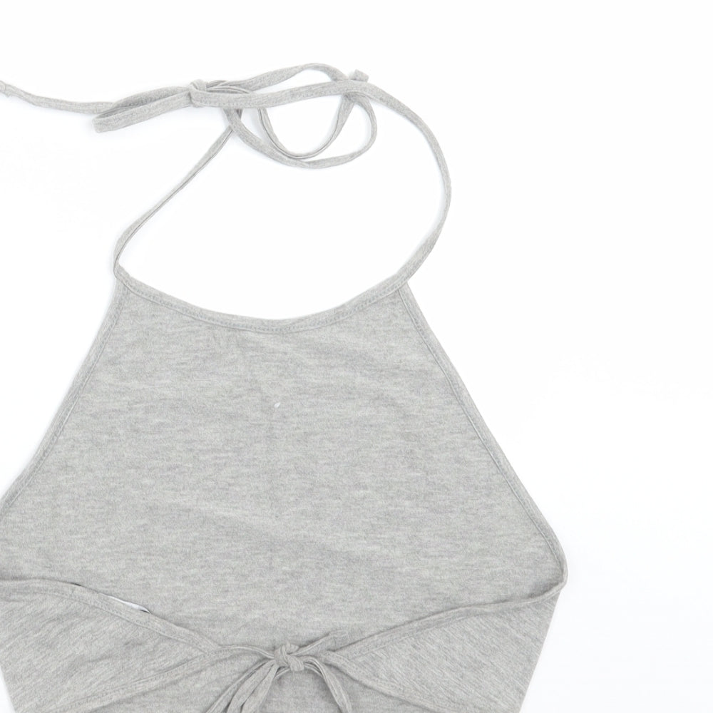 Missguided Womens Grey   Cropped T-Shirt Size 10