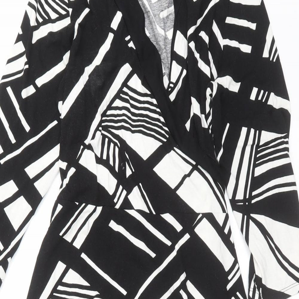 Marks and Spencer Womens Black Geometric  A-Line  Size 16
