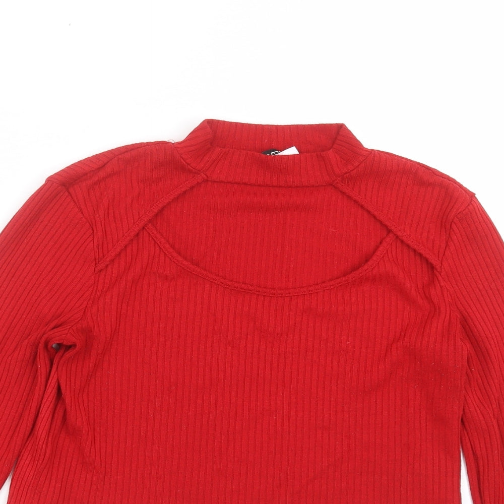 Divided by H&M Womens Red Striped  Pullover Jumper Size M  - Choker style neck