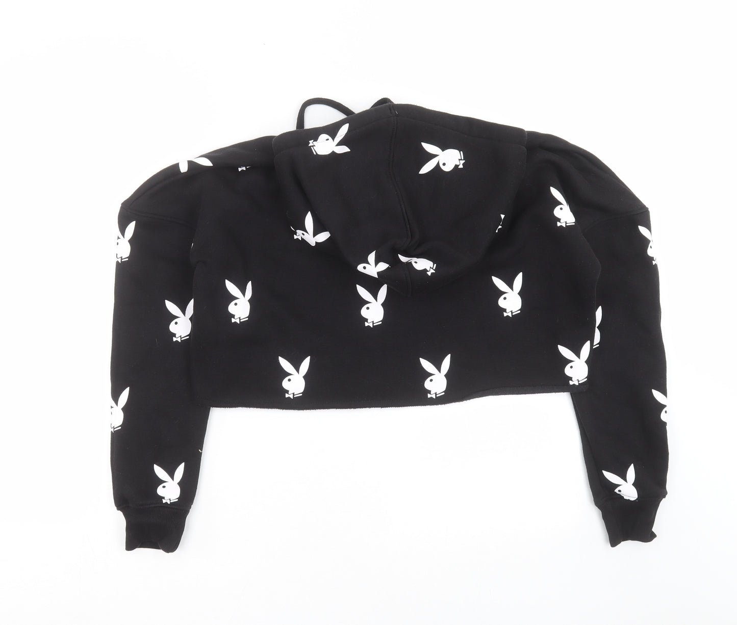 Missguided Womens Black   Pullover Hoodie Size 10  - cropped, playboy