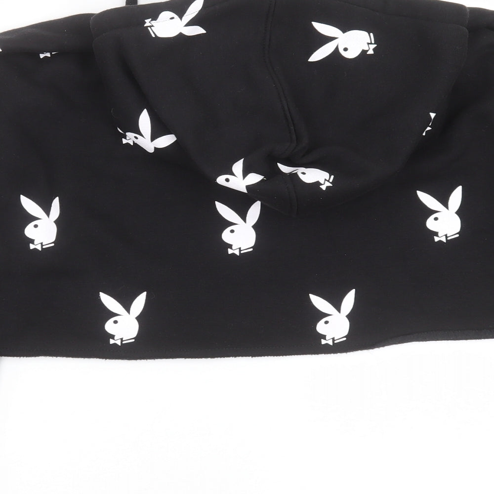 Missguided Womens Black   Pullover Hoodie Size 10  - cropped, playboy