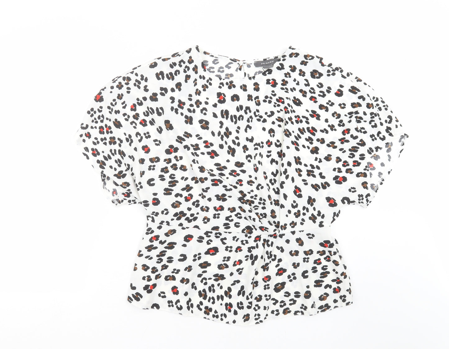 Primark Womens White Animal Print  Basic Blouse Size 16