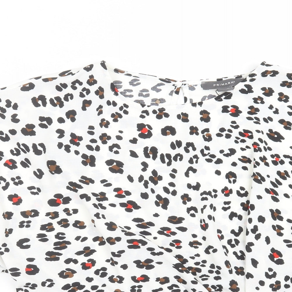 Primark Womens White Animal Print  Basic Blouse Size 16