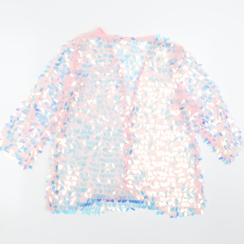 Primark Girls Pink   Cardigan Jumper Size 13-14 Years  - sequins