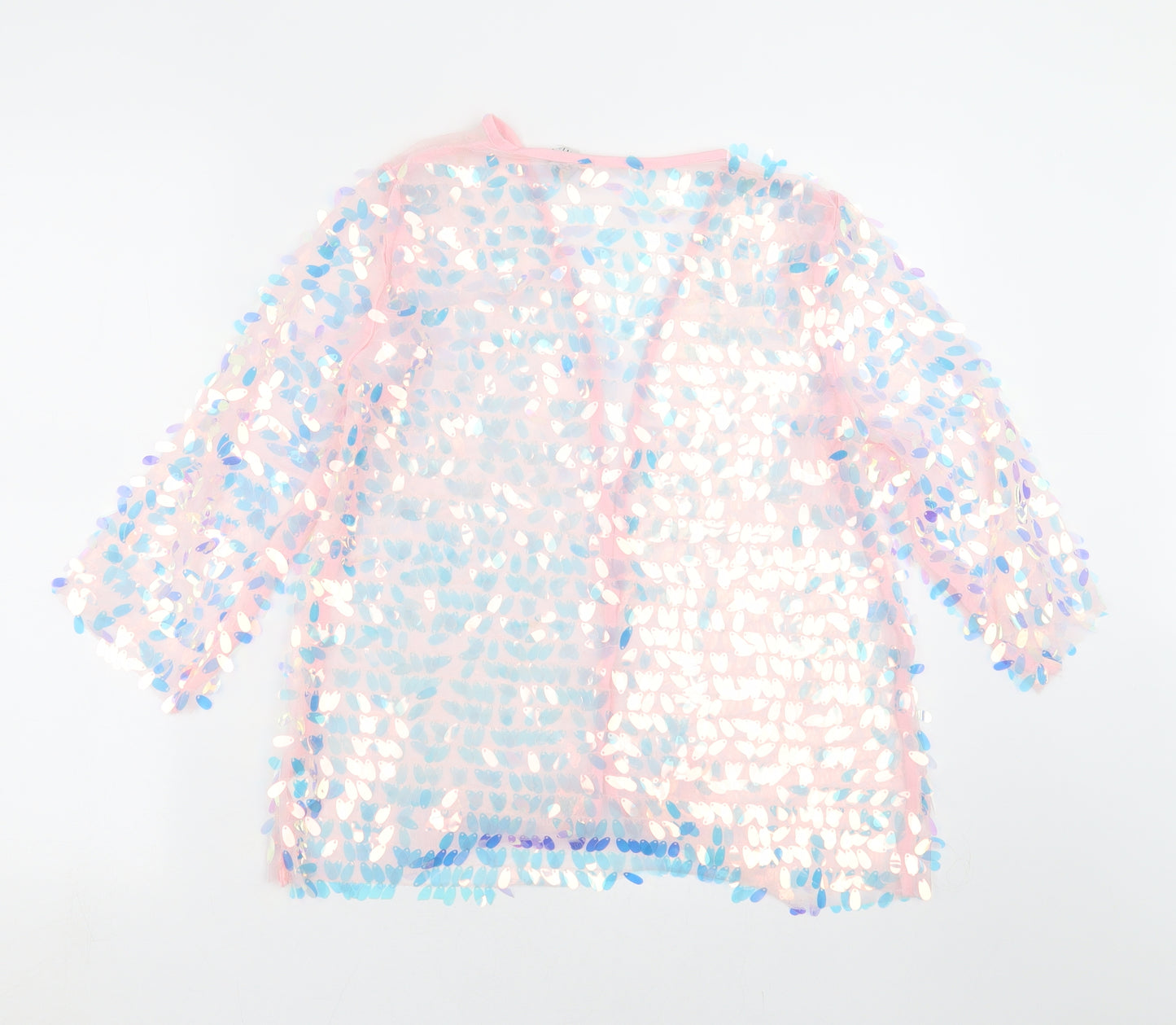 Primark Girls Pink   Cardigan Jumper Size 13-14 Years  - sequins
