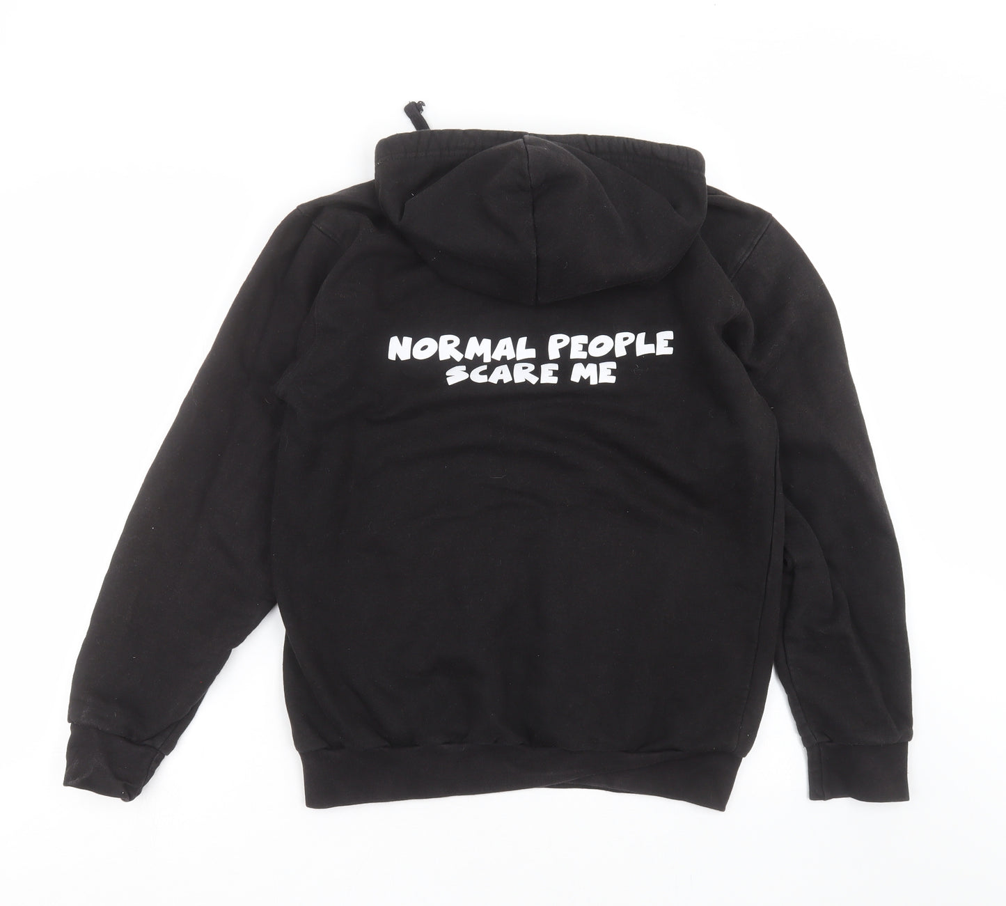 de-lux Mens Black   Pullover Hoodie Size L  - normal people scare me