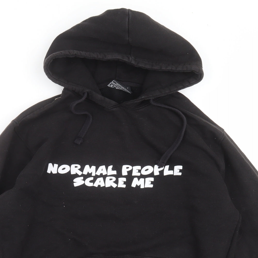 de-lux Mens Black   Pullover Hoodie Size L  - normal people scare me