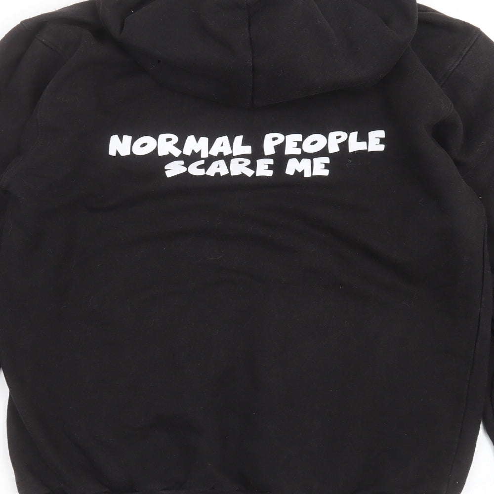 de-lux Mens Black   Pullover Hoodie Size L  - normal people scare me