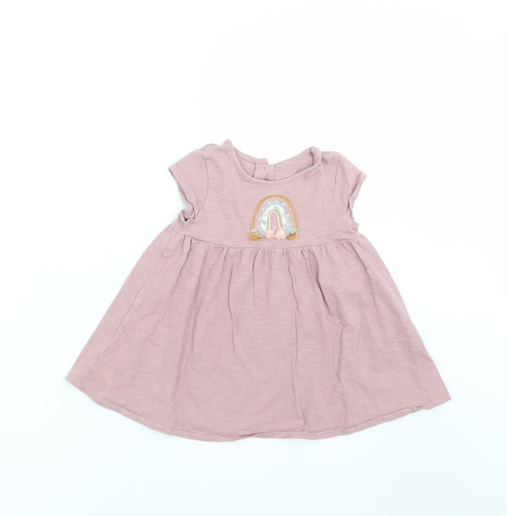 NEXT Girls Purple T-Shirt Dress Size 9-12 Months - rainbow