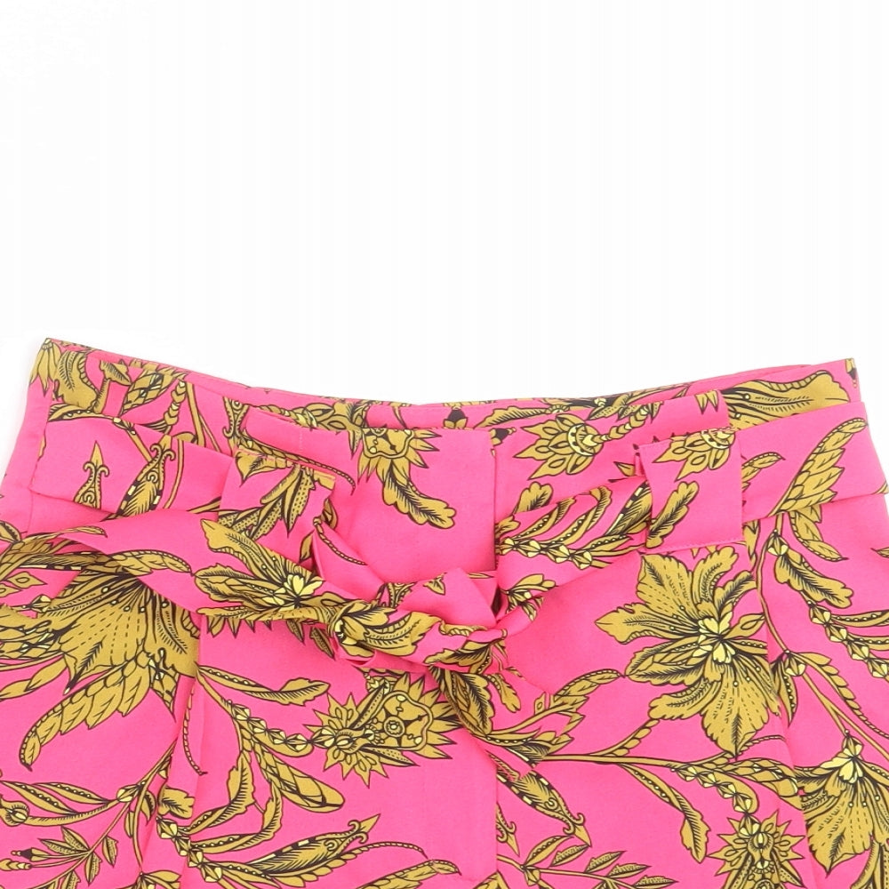River Island Womens Pink Floral  Hot Pants Shorts Size 8