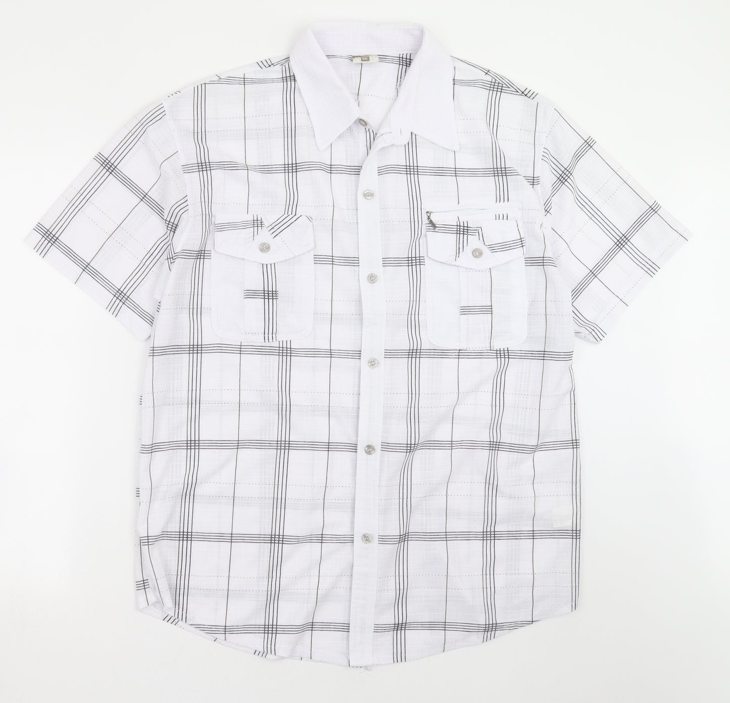 Green G Mens White Check   Button-Up Size 2XL