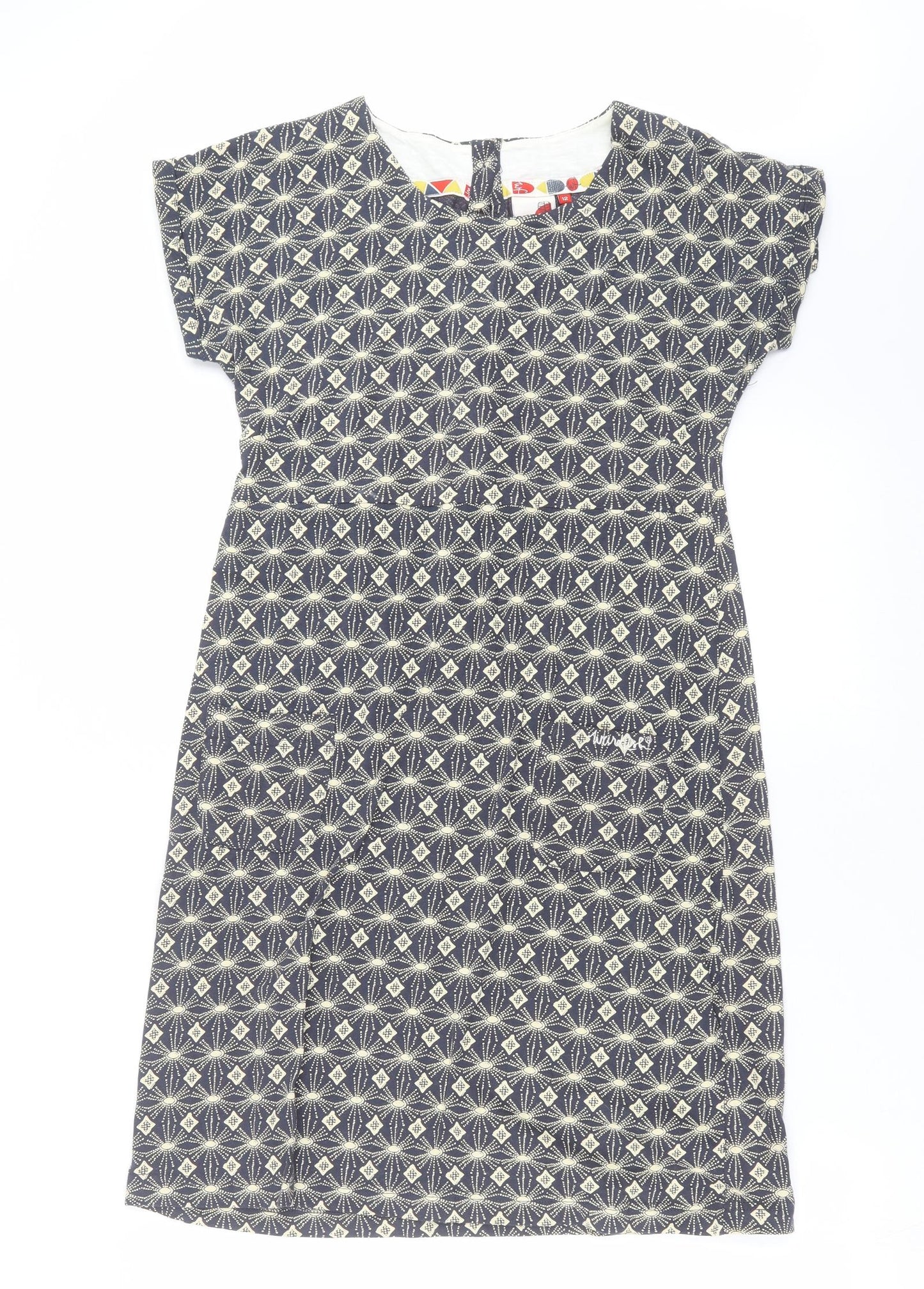 Weird Fish Womens Blue Geometric  Shift  Size 12