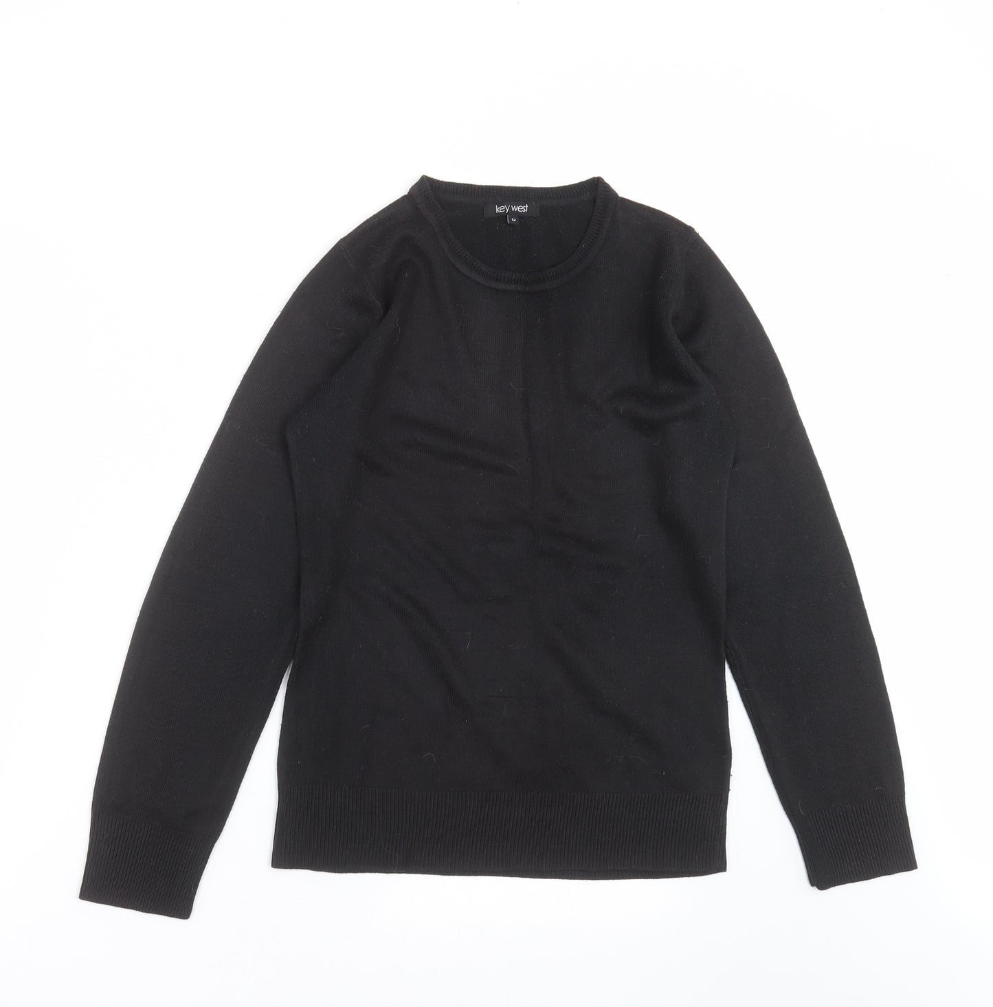 Key West Womens Black  Knit Pullover Jumper Size 12