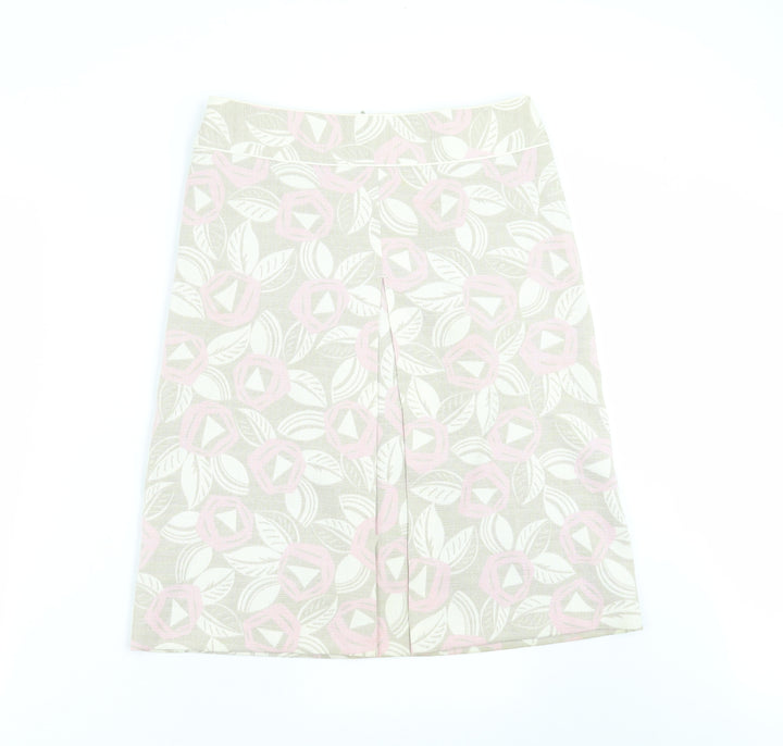 Oasis Womens Beige Floral A-Line Skirt Size 10