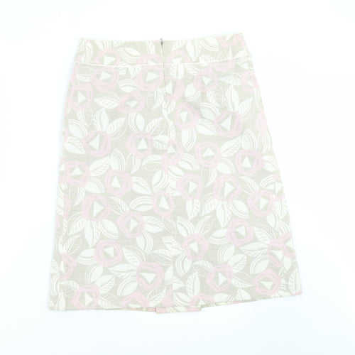 Oasis Womens Beige Floral  A-Line Skirt Size 10