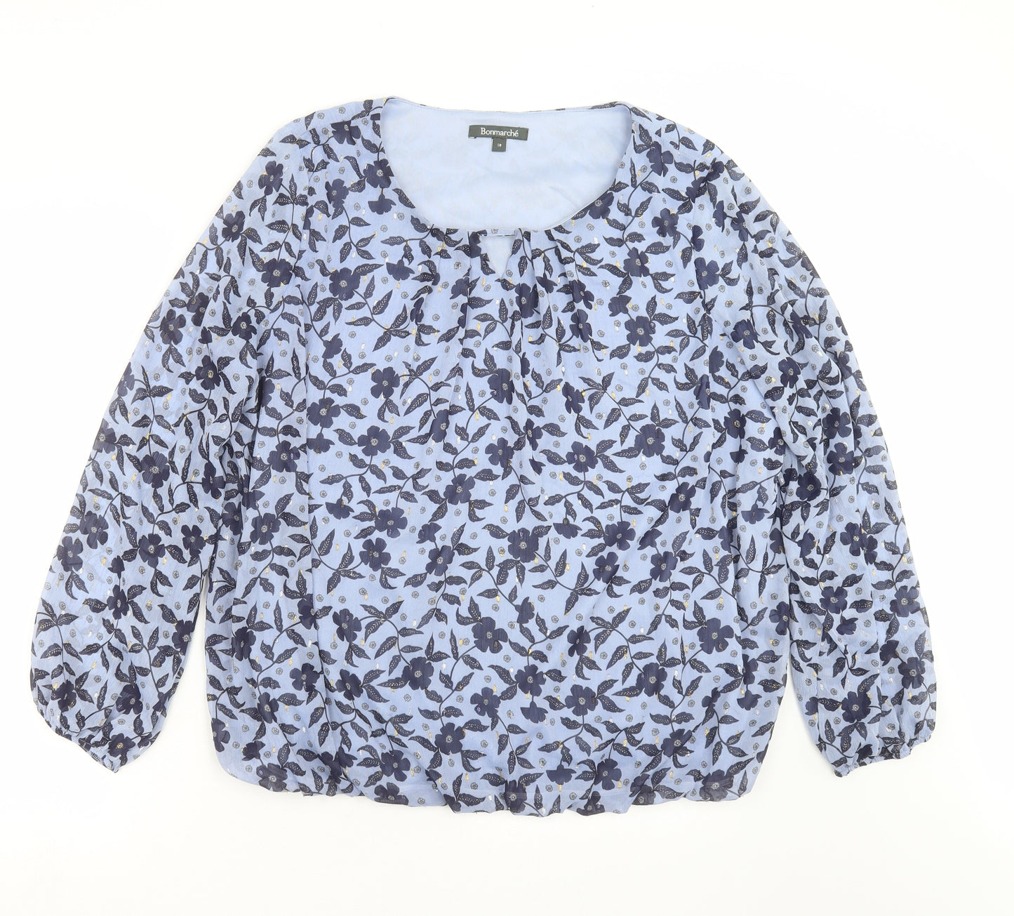Bonmarché Womens Blue Floral  Basic Blouse Size 18