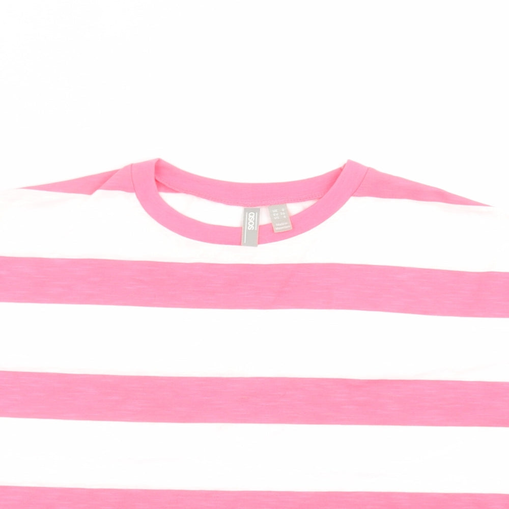ASOS Womens Pink Striped  Basic T-Shirt Size 8