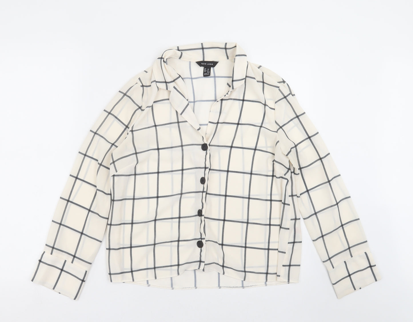 New Look Womens Ivory Check  Basic Blouse Size 10