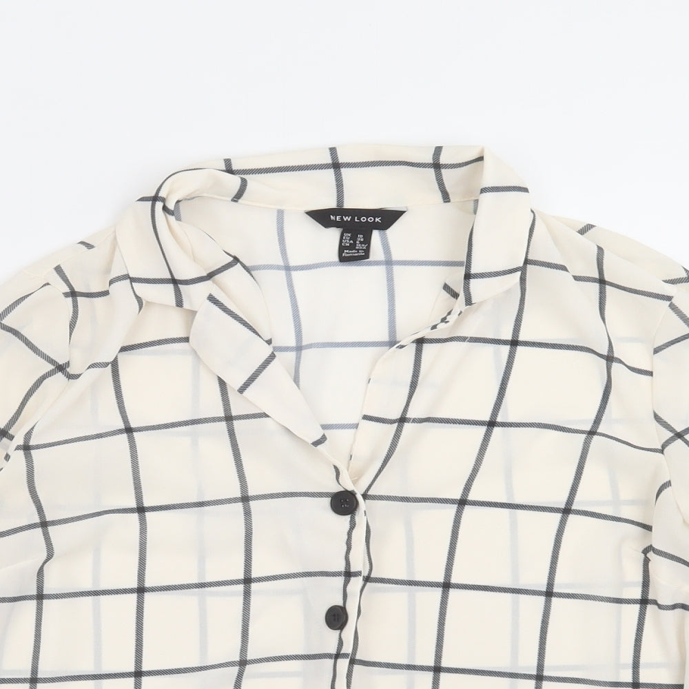 New Look Womens Ivory Check  Basic Blouse Size 10
