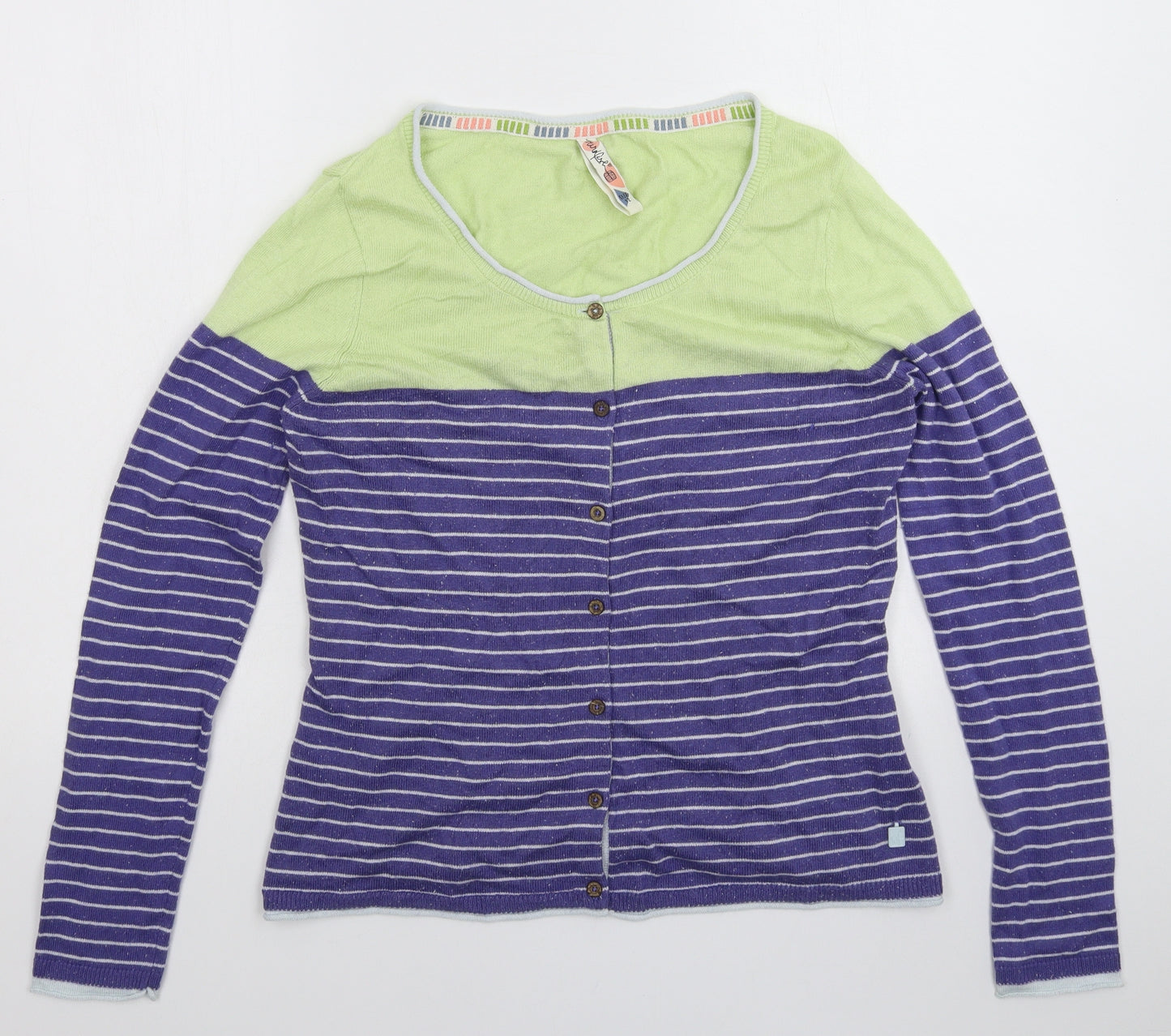 Weird Fish Womens Multicoloured Striped Knit Cardigan Jumper Size 12
