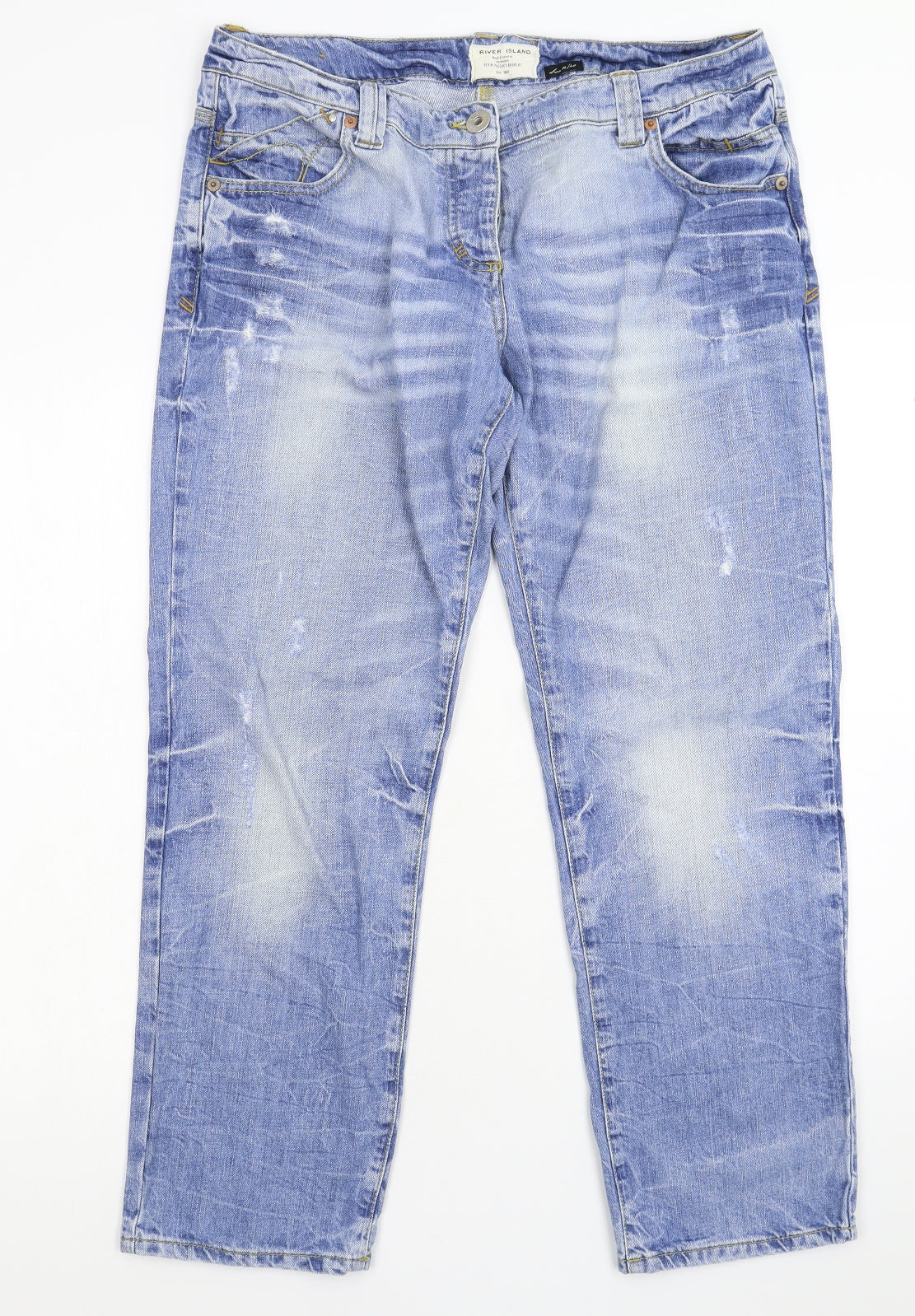 River Island Womens Blue  Denim Straight Jeans Size 14 L28 in