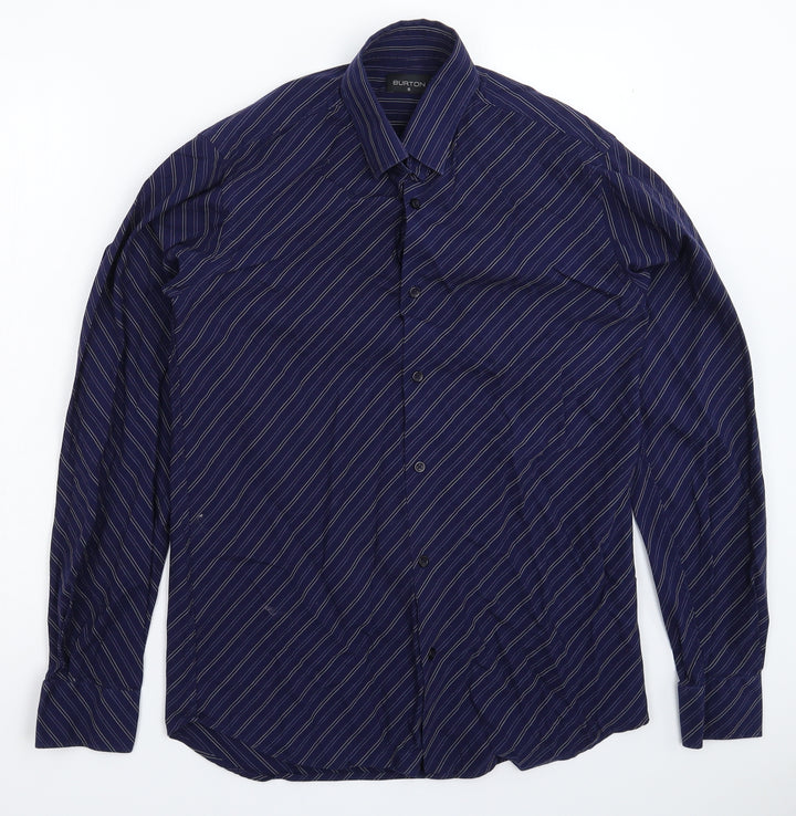 Burton Mens Blue Striped Dress Shirt Size S