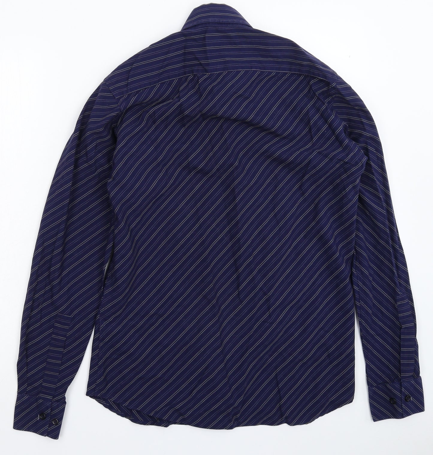 Burton Mens Blue Striped   Dress Shirt Size S