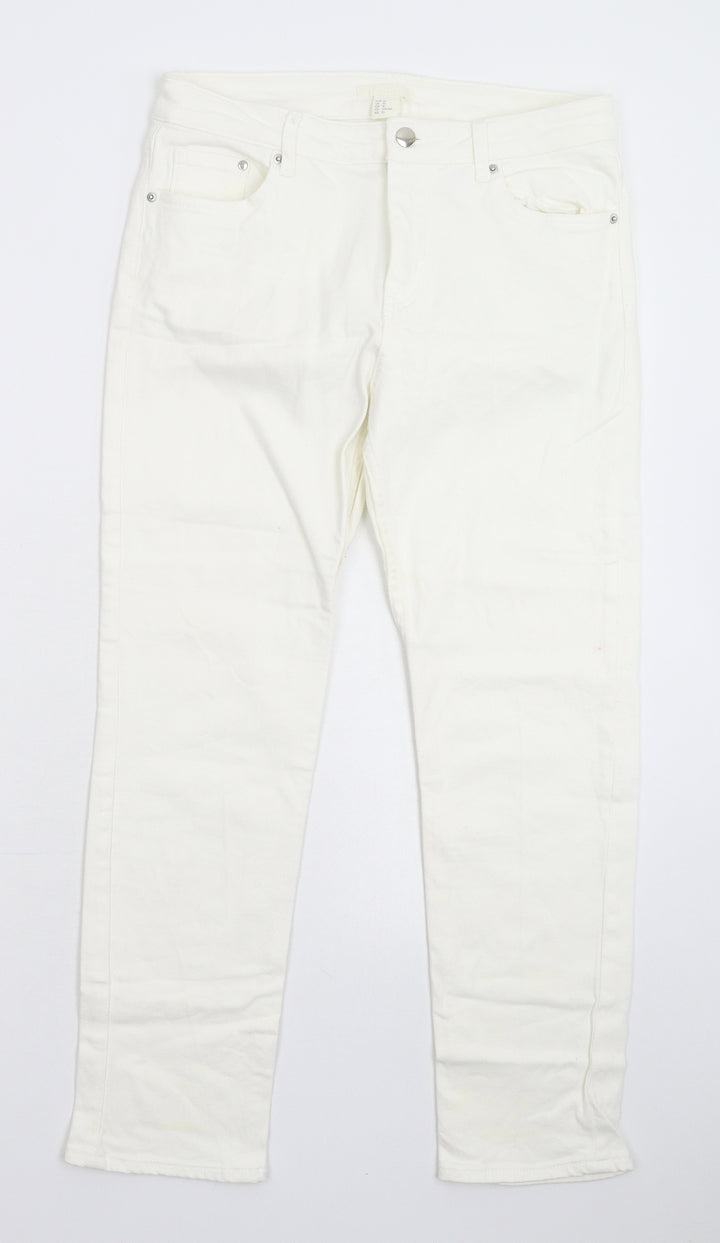 H&M Womens White Denim Skinny Jeans Size 10 L26 in